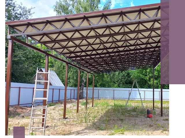 Односкатные навесы под ключ в Урае — изготовление и монтаж