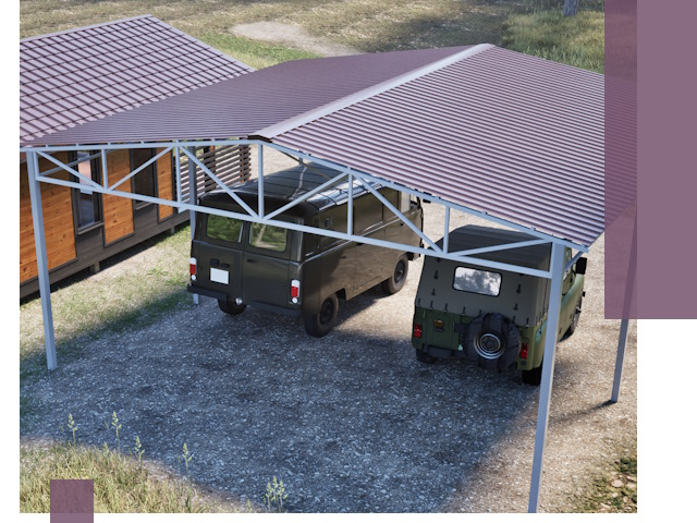 Двускатные навесы под ключ в Урае — изготовление и монтаж